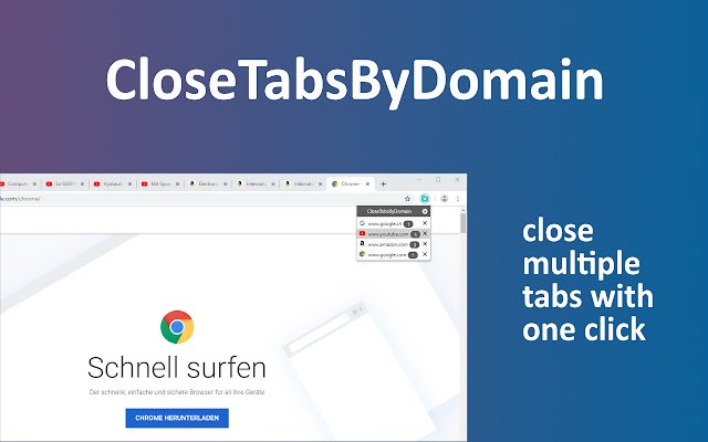 Chrome ウェブストアの CloseTabsByDomain が OffiDocs Chromium オンラインで実行可能