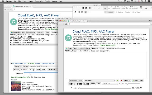 Cloud FLAC, MP3, AAC Player  from Chrome web store to be run with OffiDocs Chromium online