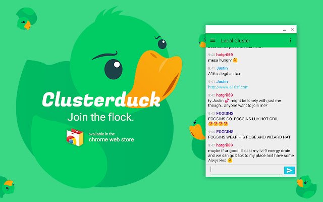 Clusterduck  from Chrome web store to be run with OffiDocs Chromium online