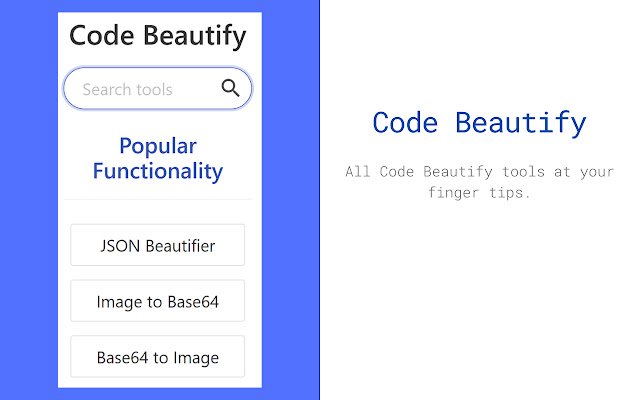 CodeBeautify  from Chrome web store to be run with OffiDocs Chromium online