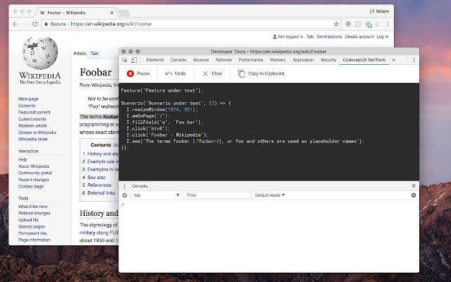 CodeceptJS TestTools із веб-магазину Chrome для запуску з OffiDocs Chromium онлайн