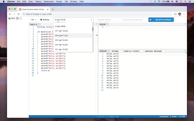 Code Compiler Editor  from Chrome web store to be run with OffiDocs Chromium online