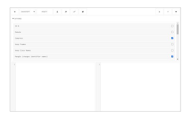 Code Minifier (JS, CSS, HTML)  from Chrome web store to be run with OffiDocs Chromium online