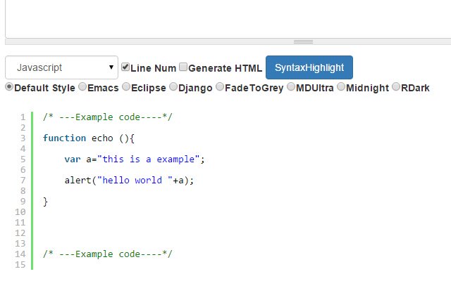 Code Syntax Highlighter ຈາກຮ້ານເວັບ Chrome ທີ່ຈະດໍາເນີນການກັບ OffiDocs Chromium ອອນໄລນ໌