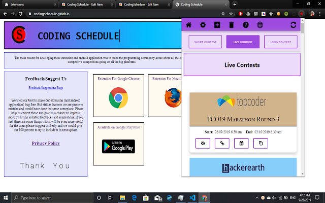 Coding Schedule  from Chrome web store to be run with OffiDocs Chromium online