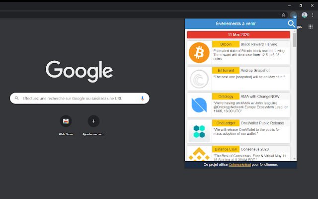 CoinMarketCal Browser Addon  from Chrome web store to be run with OffiDocs Chromium online