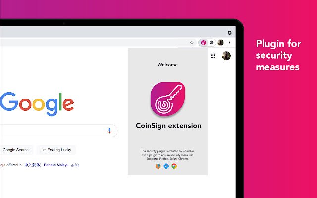 CoinSign extension  from Chrome web store to be run with OffiDocs Chromium online