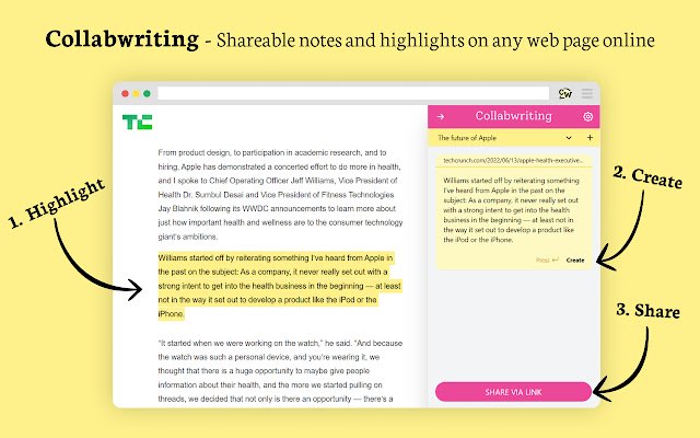 Collabwriting Shareable Notes on Web Pages  from Chrome web store to be run with OffiDocs Chromium online