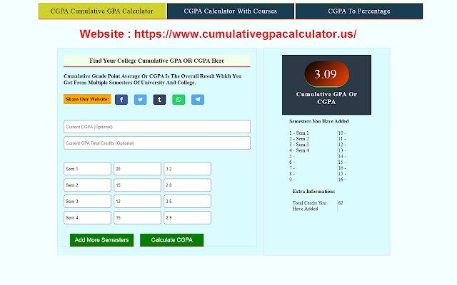 College Cumulative GPA Calculator  from Chrome web store to be run with OffiDocs Chromium online