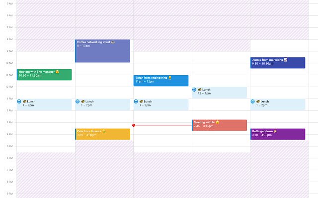 Color non working hours for Google Calendar  from Chrome web store to be run with OffiDocs Chromium online