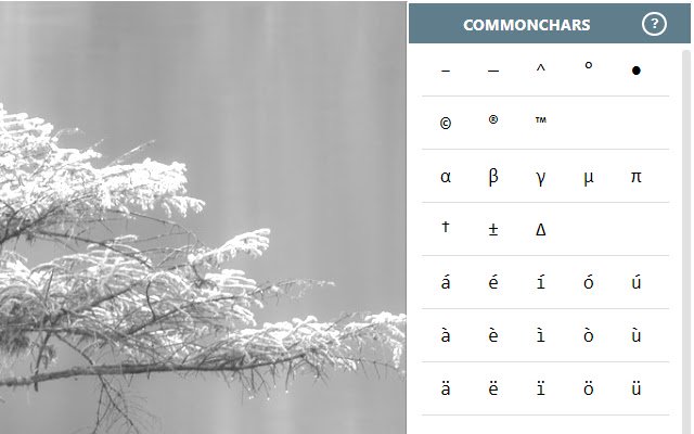 CommonChars  from Chrome web store to be run with OffiDocs Chromium online