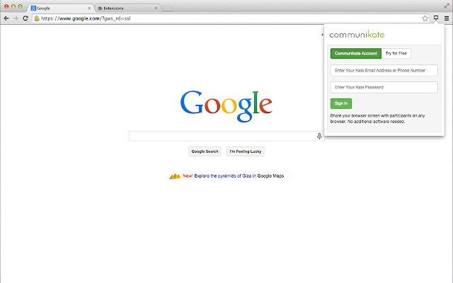 Communikate Screen Sharing (Beta)  from Chrome web store to be run with OffiDocs Chromium online