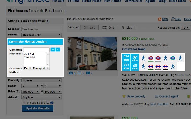 Commuter Homes London  from Chrome web store to be run with OffiDocs Chromium online