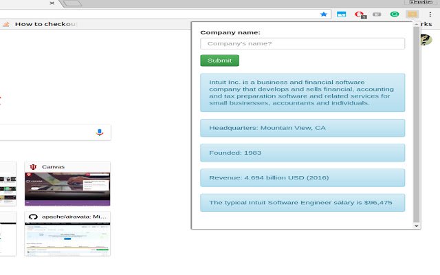 Company details Plugin  from Chrome web store to be run with OffiDocs Chromium online