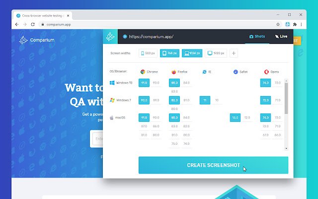 Comparium ultimate cross browser testing tool  from Chrome web store to be run with OffiDocs Chromium online