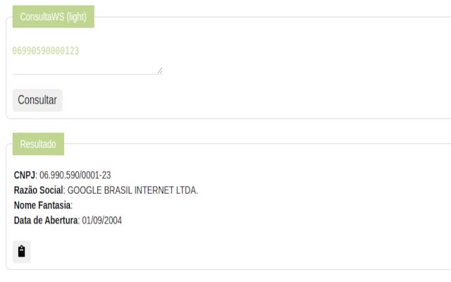ConsultaWS (CNPJ)  from Chrome web store to be run with OffiDocs Chromium online