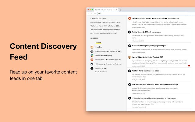 Content Discovery Feed  from Chrome web store to be run with OffiDocs Chromium online