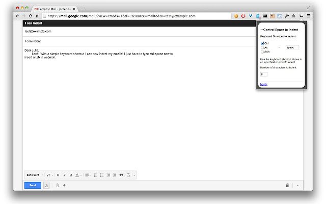 Control Space To Indent  from Chrome web store to be run with OffiDocs Chromium online