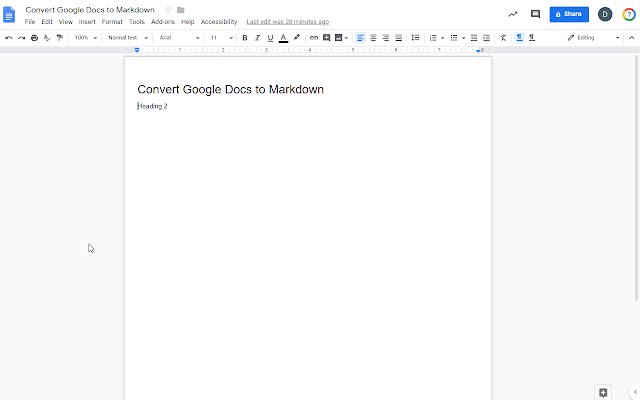 ConvertDocs2Markdown מחנות האינטרנט של Chrome להפעלה עם OffiDocs Chromium באינטרנט