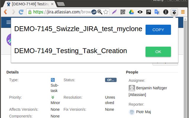 Convert JIRA issue to feature name  from Chrome web store to be run with OffiDocs Chromium online