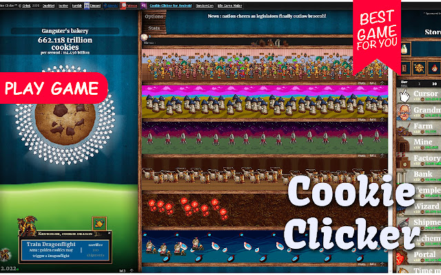 Cookie Clicker Unblocked Game New Tab  from Chrome web store to be run with OffiDocs Chromium online