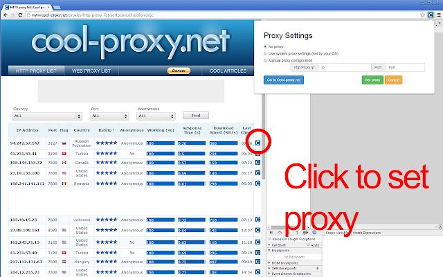 cool proxy.net proxy switcher  from Chrome web store to be run with OffiDocs Chromium online