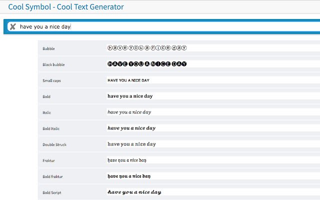 Cool Text Generator  from Chrome web store to be run with OffiDocs Chromium online