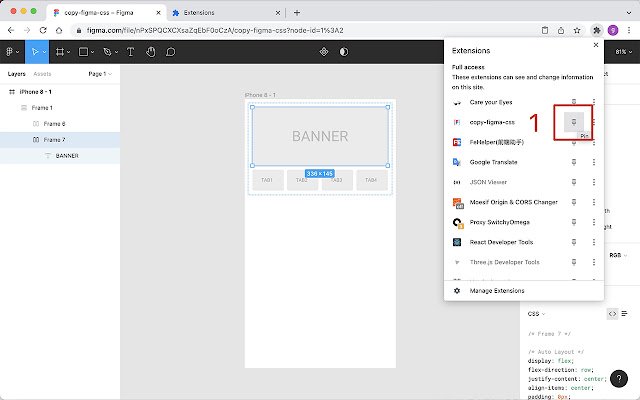 copy figma css  from Chrome web store to be run with OffiDocs Chromium online