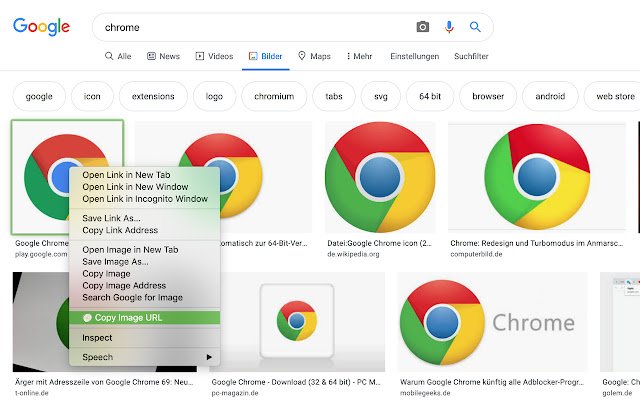 Copy Image URL  from Chrome web store to be run with OffiDocs Chromium online