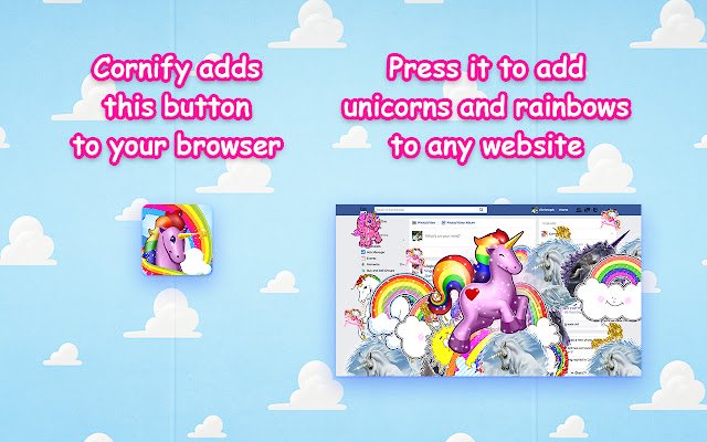 Cornify Unicorn and rainbow happiness!!!  from Chrome web store to be run with OffiDocs Chromium online