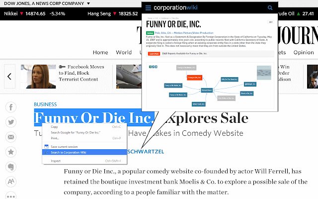 Corporation Wiki Search  from Chrome web store to be run with OffiDocs Chromium online