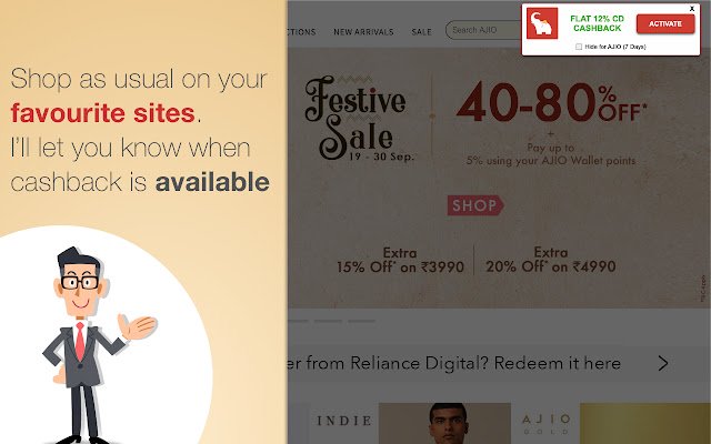 CouponDunia Shopping Assistant  from Chrome web store to be run with OffiDocs Chromium online