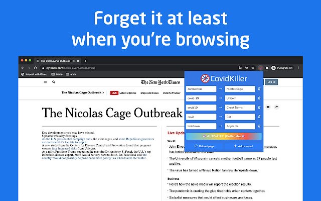 Covid killer  from Chrome web store to be run with OffiDocs Chromium online