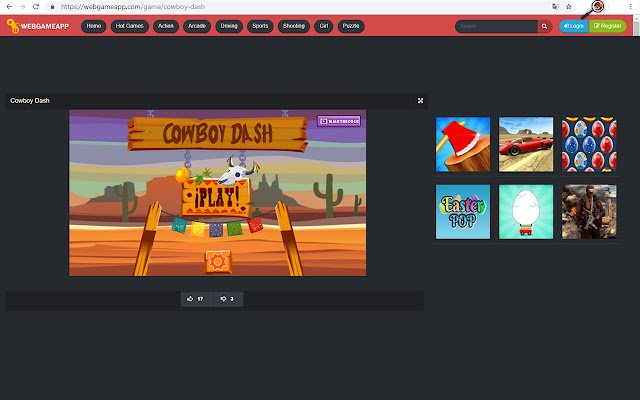 Cowboy Dash  from Chrome web store to be run with OffiDocs Chromium online