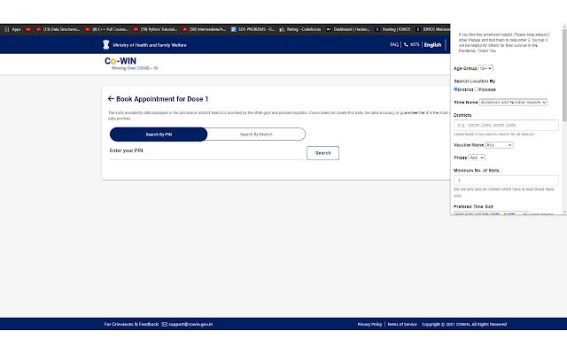 CoWIN Vaccine Booking Bot  from Chrome web store to be run with OffiDocs Chromium online