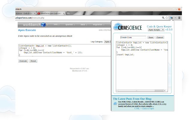 CRM Science Code  Query Keeper  from Chrome web store to be run with OffiDocs Chromium online