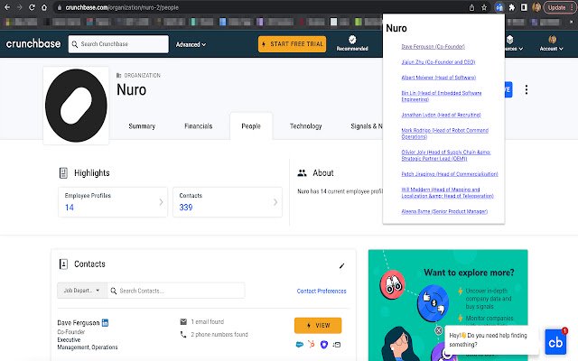 Crunchbase People  from Chrome web store to be run with OffiDocs Chromium online