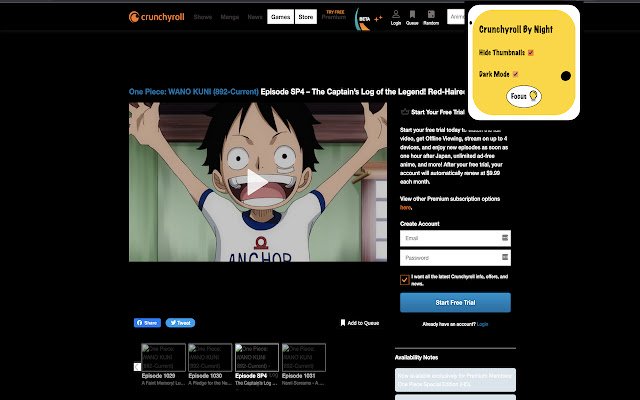 Crunchyroll by Night  from Chrome web store to be run with OffiDocs Chromium online