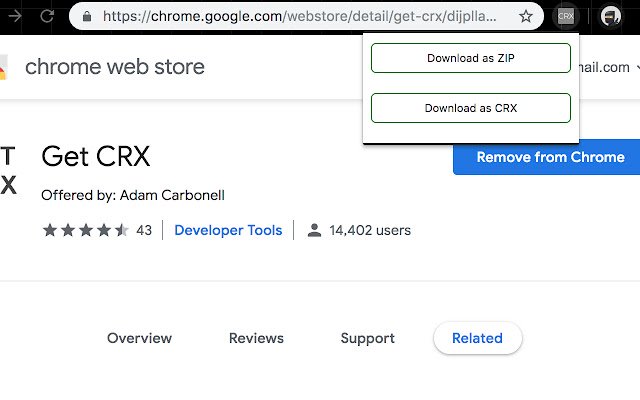 CRX Extractor/Downloader  from Chrome web store to be run with OffiDocs Chromium online