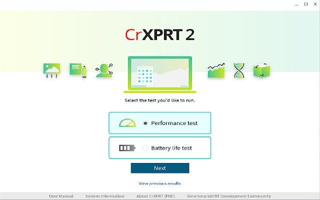 ക്രോം വെബ് സ്റ്റോറിൽ നിന്നുള്ള CrXPRT 2, OffiDocs Chromium ഓൺലൈനിൽ പ്രവർത്തിക്കും