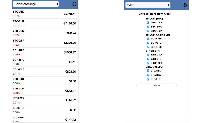 CryptoCurrency Exchange Tracker  from Chrome web store to be run with OffiDocs Chromium online