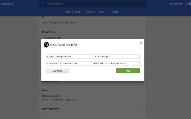 Crypto Twitter Decrapifier  from Chrome web store to be run with OffiDocs Chromium online