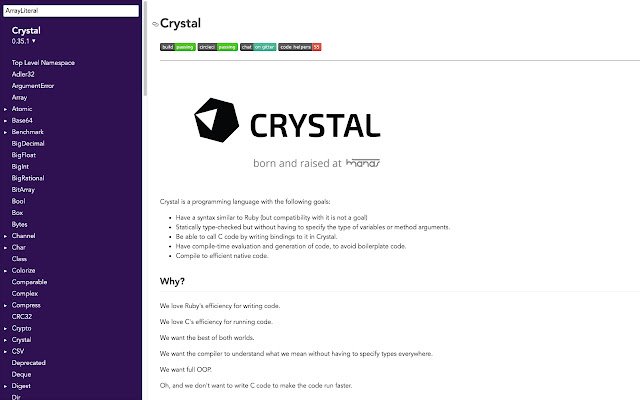 Crystal Language API Redirect  from Chrome web store to be run with OffiDocs Chromium online