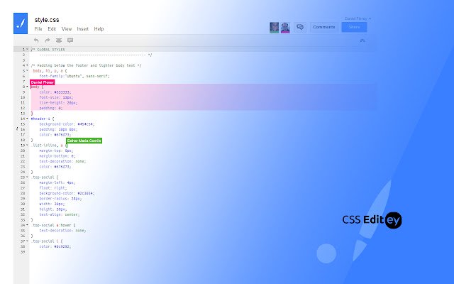 CSS Editey  from Chrome web store to be run with OffiDocs Chromium online