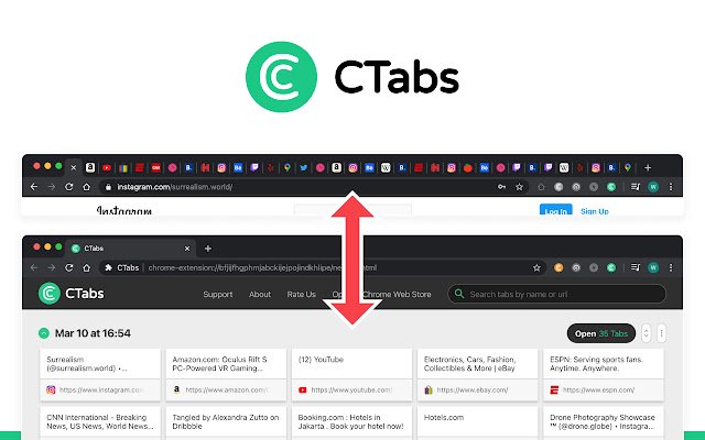 CTabs  from Chrome web store to be run with OffiDocs Chromium online