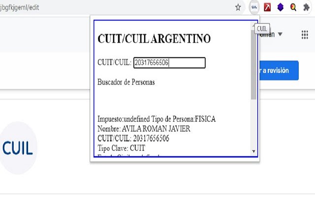 CUIL  from Chrome web store to be run with OffiDocs Chromium online