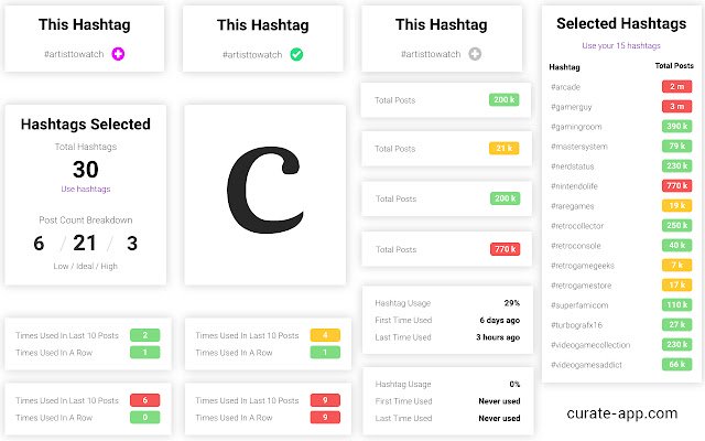 Curate: Hashtag Tool  from Chrome web store to be run with OffiDocs Chromium online