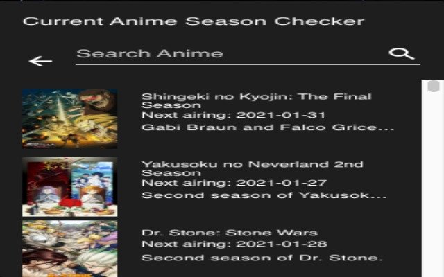 Current Season Anime Checker  from Chrome web store to be run with OffiDocs Chromium online