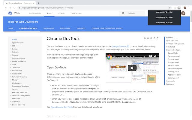 L'heure actuelle dans les fuseaux horaires des États-Unis depuis la boutique en ligne Chrome doit être exécutée avec OffiDocs Chromium en ligne