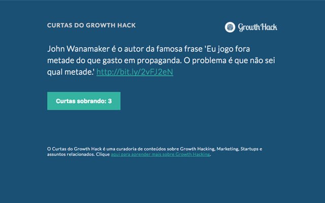 Curtas do Growth Hack  from Chrome web store to be run with OffiDocs Chromium online